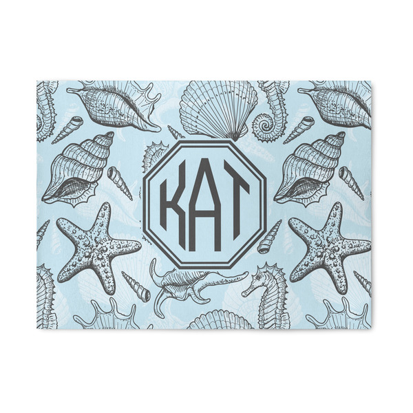 Custom Sea-blue Seashells Area Rug (Personalized)