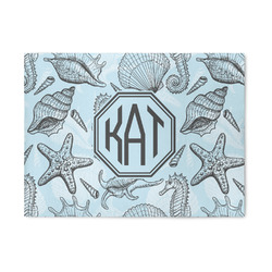 Sea-blue Seashells 5' x 7' Patio Rug (Personalized)