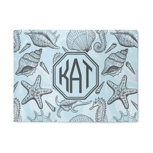 Custom Sea-blue Seashells 5' x 7' Patio Rug (Personalized)