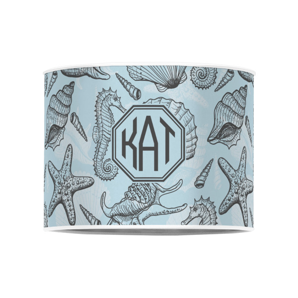 Sea-blue Seashells 8" Drum Lampshade - FRONT (Poly Film)