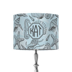 Sea-blue Seashells 8" Drum Lamp Shade - Fabric (Personalized)