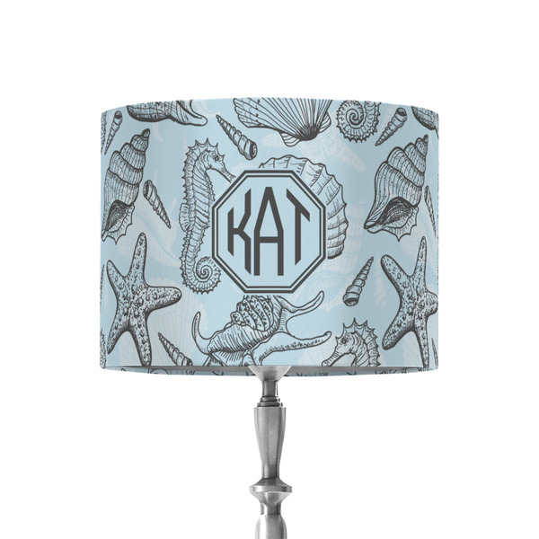 Custom Sea-blue Seashells 8" Drum Lamp Shade - Fabric (Personalized)