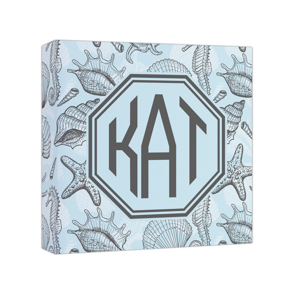 Custom Sea-blue Seashells Canvas Print - 8x8 (Personalized)