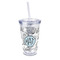 Sea-blue Seashells 16oz Double Wall Acrylic Tumbler with Lid & Straw - Full Print (Personalized)