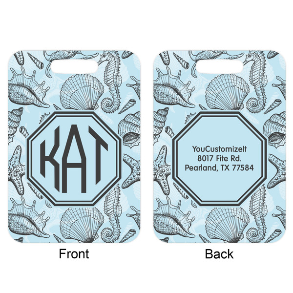 Sea-blue Seashells Aluminum Luggage Tag (Front + Back)