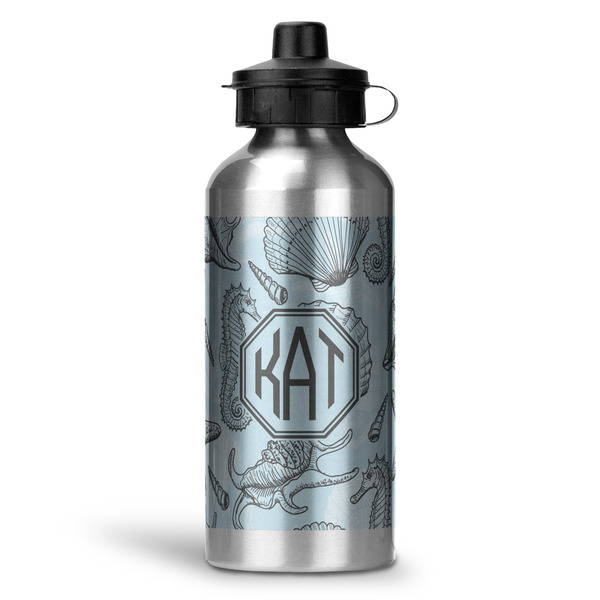 Custom Sea-blue Seashells Water Bottles - 20 oz - Aluminum (Personalized)