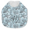 Sea-blue Seashells Jersey Knit Baby Bib w/ Monogram