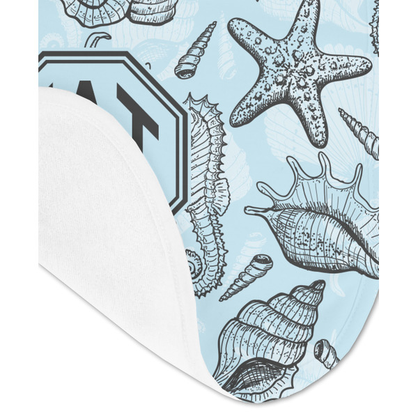 Sea-blue Seashells Baby Bib - AFT detail
