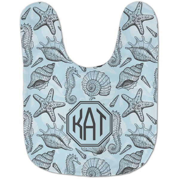 Sea-blue Seashells Baby Bib - AFT flat