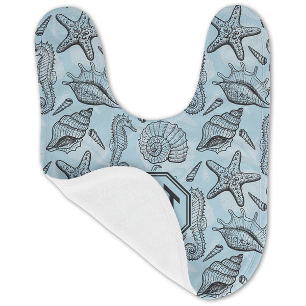 Sea-blue Seashells Baby Bib - AFT folded