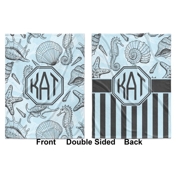 Sea-blue Seashells Baby Blanket (Double Sided - Printed Front and Back)
