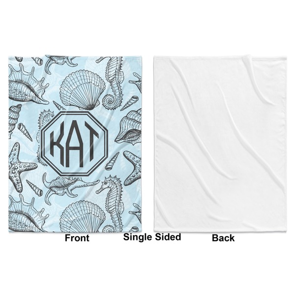 Sea-blue Seashells Baby Blanket (Single Side - Printed Front, White Back)
