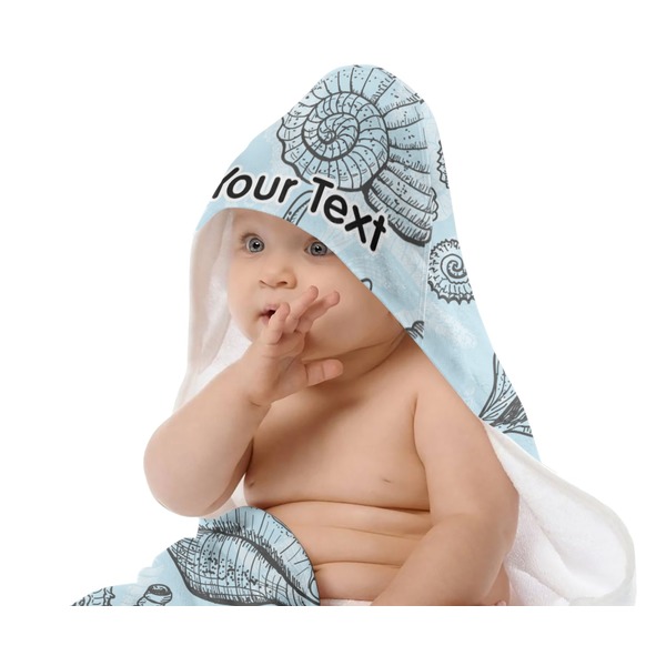 Sea-blue Seashells Baby Hooded Towel on Child