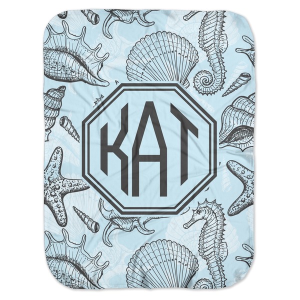 Custom Sea-blue Seashells Baby Swaddling Blanket (Personalized)
