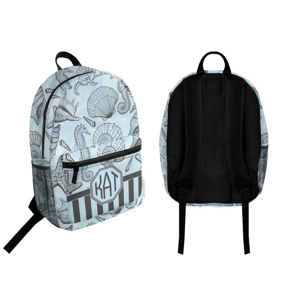 Sea-blue Seashells Backpack front and back - Apvl