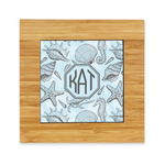 Sea-blue Seashells Bamboo Trivet with Ceramic Tile Insert (Personalized)