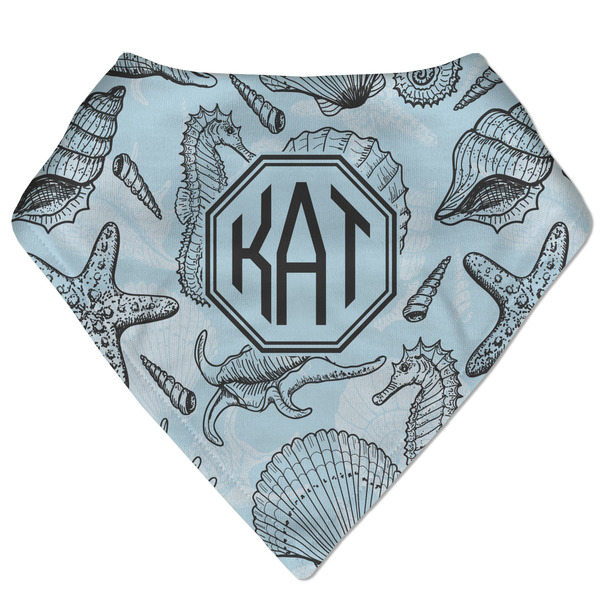 Custom Sea-blue Seashells Bandana Bib (Personalized)