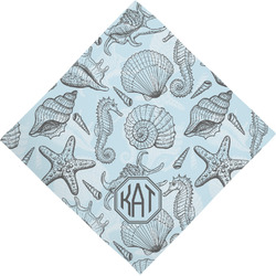 Sea-blue Seashells Dog Bandana Scarf w/ Monogram