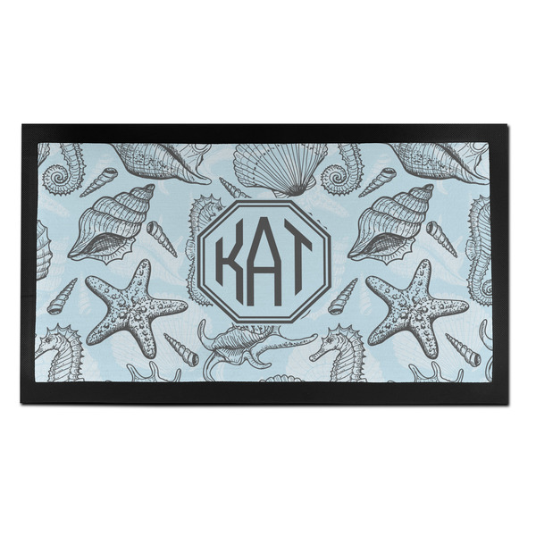 Sea-blue Seashells Bar Mat - Small - FRONT