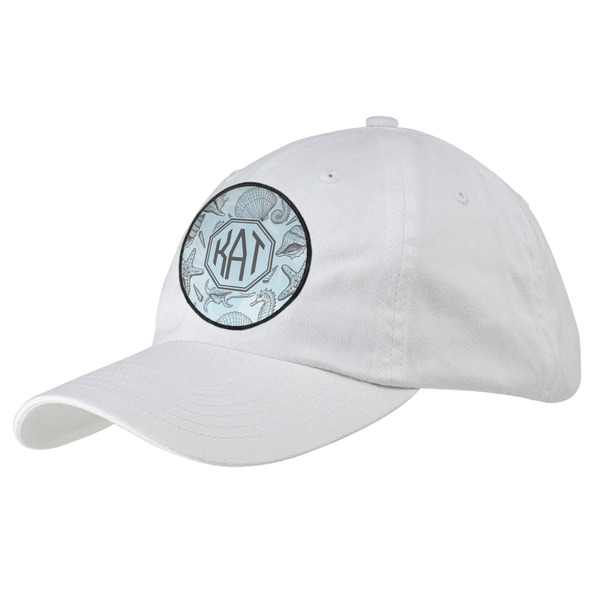 Custom Sea-blue Seashells Baseball Cap - White (Personalized)