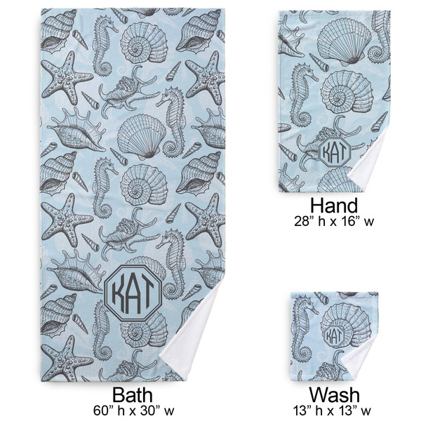 Sea-blue Seashells Bath Towel Sets - 3-piece - Approval
