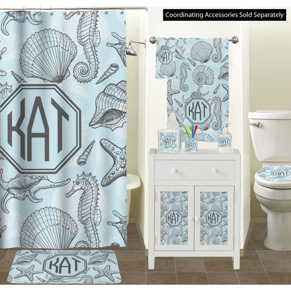 Sea-blue Seashells Bathroom Scene