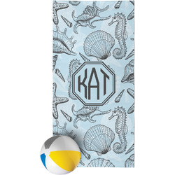 Sea-blue Seashells Beach Towel (Personalized)