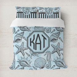 Sea-blue Seashells Duvet Cover Set - Full / Queen (Personalized)