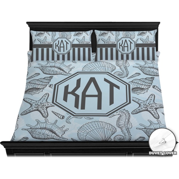 Sea-blue Seashells Bedding Set (King) - Duvet