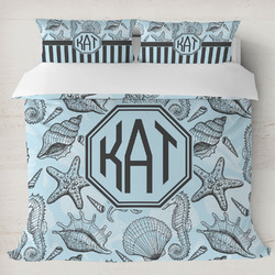 Sea-blue Seashells Duvet Cover Set - King (Personalized)