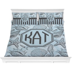 Sea-blue Seashells Comforter Set - King (Personalized)