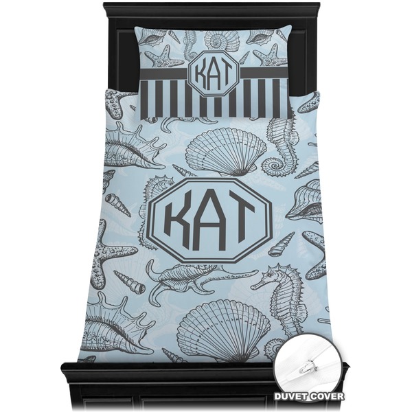 Sea-blue Seashells Bedding Set (Twin) - Duvet