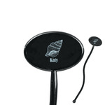 Sea-blue Seashells 7" Oval Plastic Stir Sticks - Black - Double Sided (Personalized)