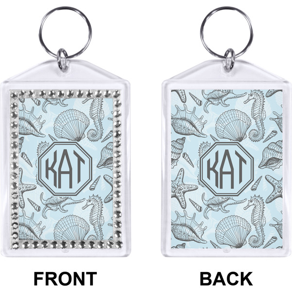 Sea-blue Seashells Bling Keychain (Front + Back)