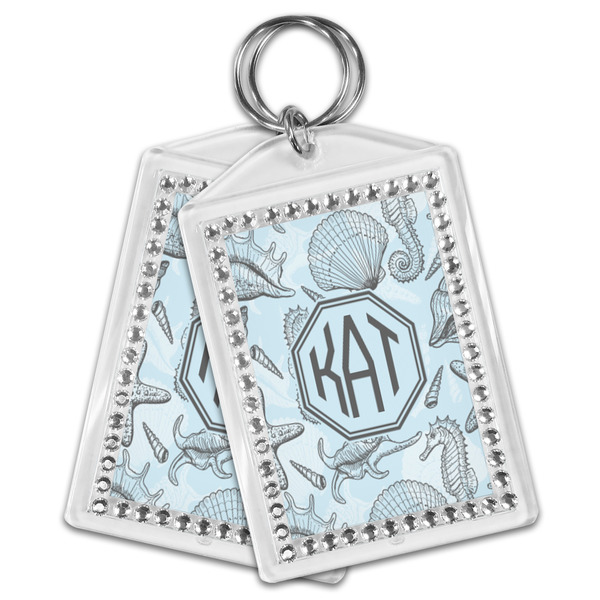 Sea-blue Seashells Bling Keychain - MAIN