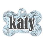 Sea-blue Seashells Bone Shaped Dog ID Tag (Personalized)