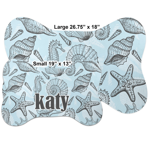 Sea-blue Seashells Bone Shaped Mat Comparison