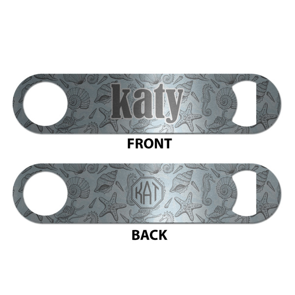 Sea-blue Seashells Bottle Opener - Front & Back