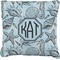 Sea-blue Seashells Faux-Linen Throw Pillow 16" (Personalized)