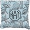 Sea-blue Seashells Faux-Linen Throw Pillow 18" (Personalized)
