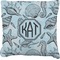 Sea-blue Seashells Faux-Linen Throw Pillow 20" (Personalized)