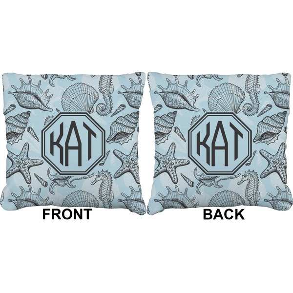 Sea-blue Seashells Burlap Pillow Approval