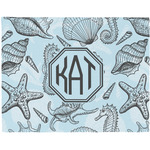 Sea-blue Seashells Woven Fabric Placemat - Twill w/ Monogram