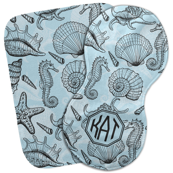 Custom Sea-blue Seashells Burp Cloth (Personalized)