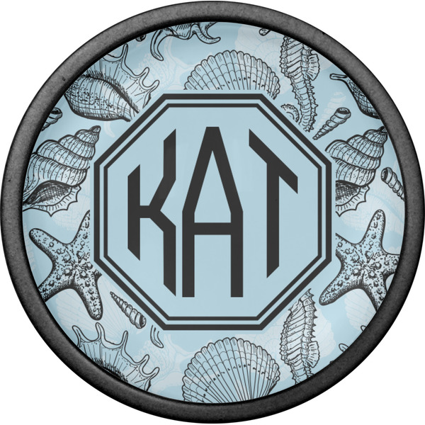 Sea-blue Seashells Cabinet Knob - Black - Front