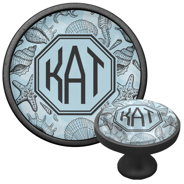 Sea-blue Seashells Cabinet Knob - Black - Multi Angle