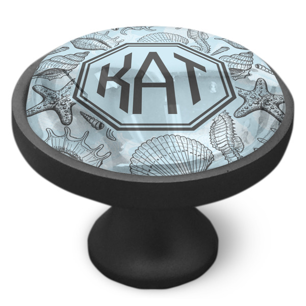 Sea-blue Seashells Cabinet Knob - Black - Side