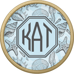 Sea-blue Seashells Cabinet Knob - Gold (Personalized)