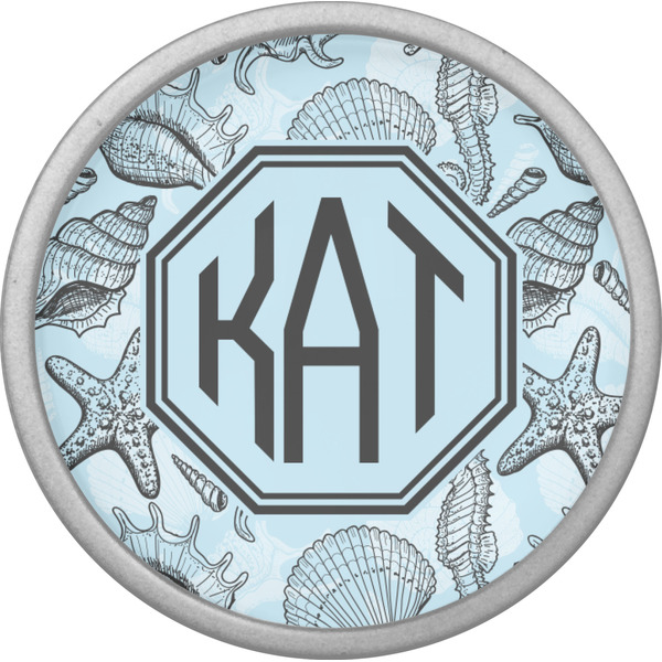 Sea-blue Seashells Cabinet Knob - Nickel - Front