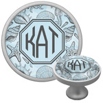 Sea-blue Seashells Cabinet Knob (Silver) (Personalized)